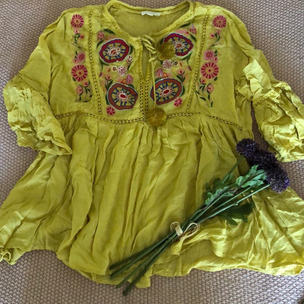 Yellow Embroidered Top - Picture 2 of 3